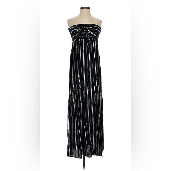 LOFT Dresses & Skirts - LOFT Black and White Striped Maxi Dress with Front Tie